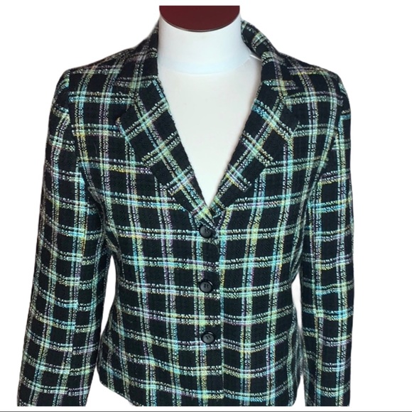 Requirements Petite Tweed Deep Vneck Blazer - Picture 2 of 4